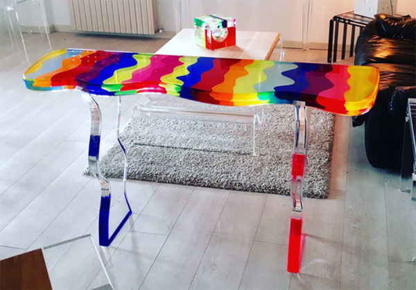 Cast acrylic console table 'Fluid' M. Pettinari