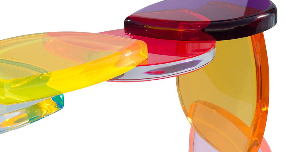 Plexiglass console BonBon by Marco Pettinari