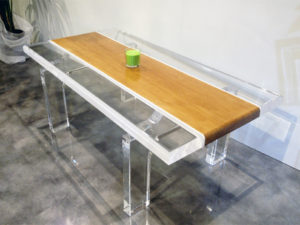 lucite wood coffe table stripes
